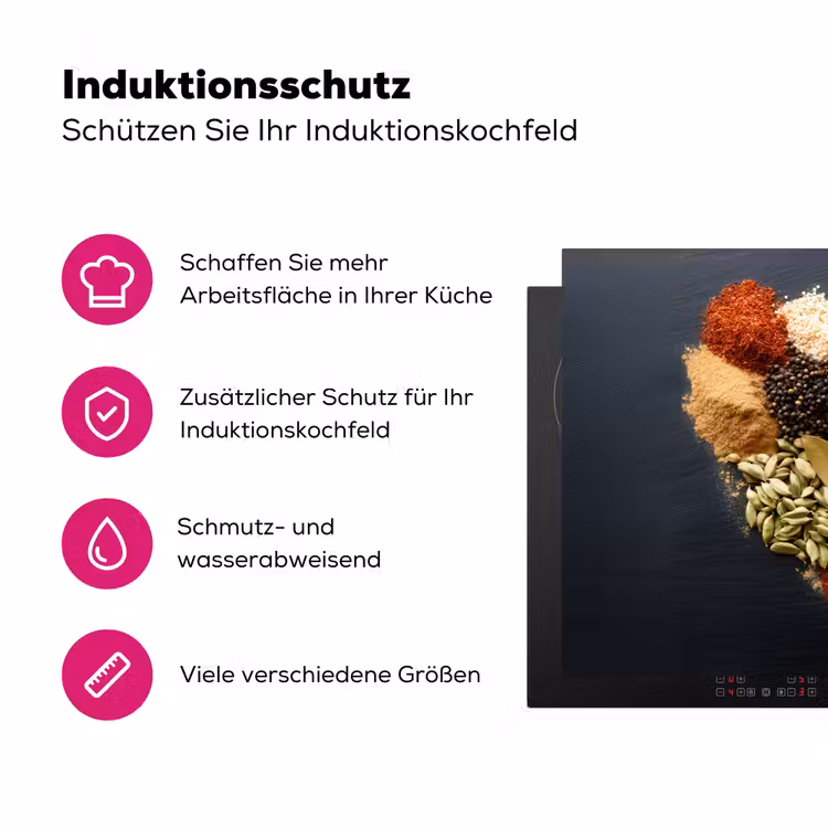 Specerijen - Mix - Hartvorm - Zwart Inductie beschermer vinyl 3mm klein -zzzzzzz-lf-ups