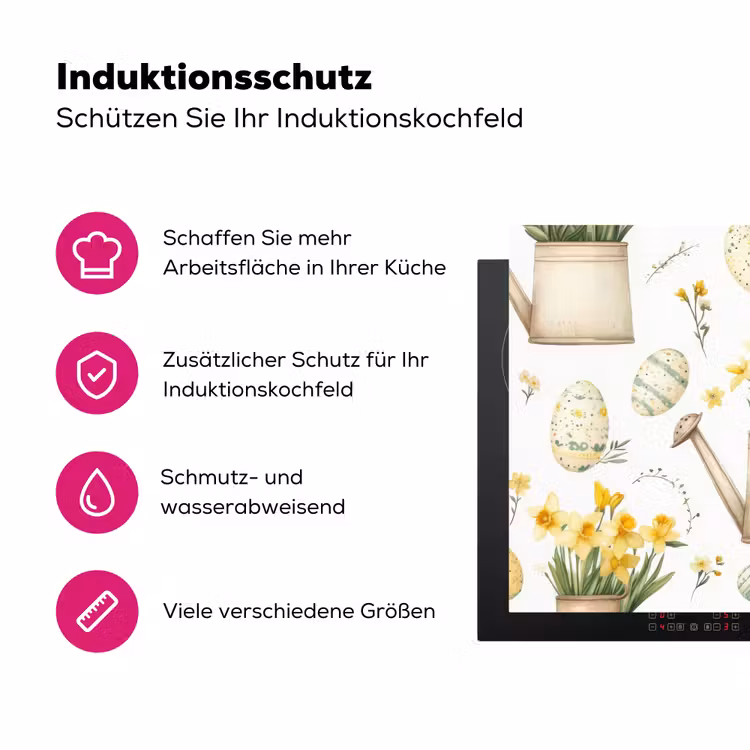 Gieter - Bloemen - Eieren Inductie beschermer vinyl 3mm klein -zzzzzzz-lf-ups
