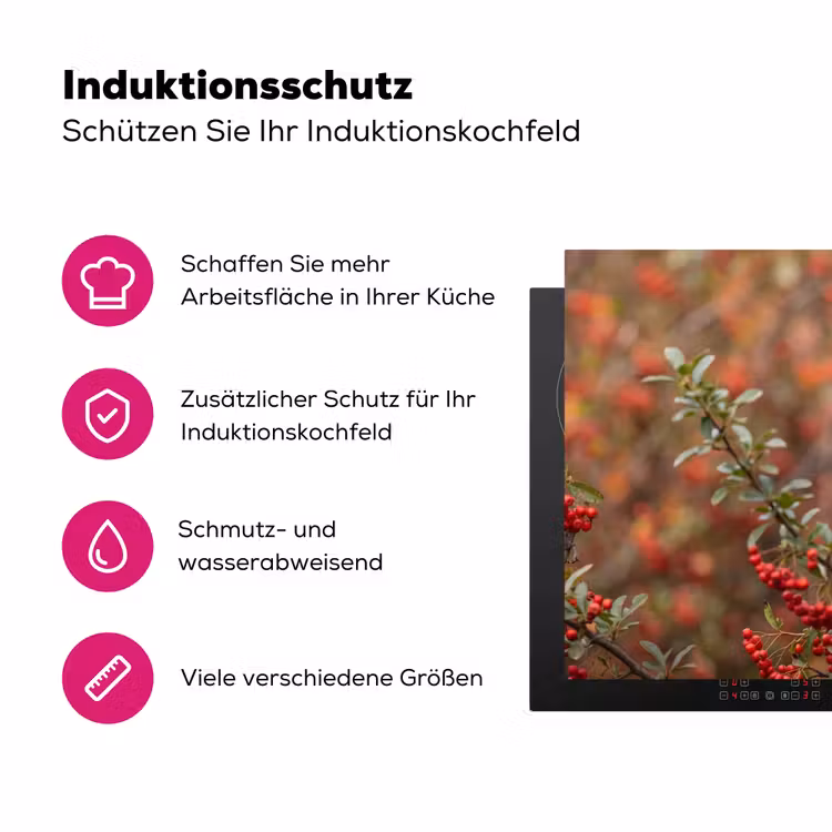 Goudvink - Bessen - Herfst - Natuur - Kleurrijk Inductie beschermer vinyl 3mm klein -zzzzzzz-lf-ups