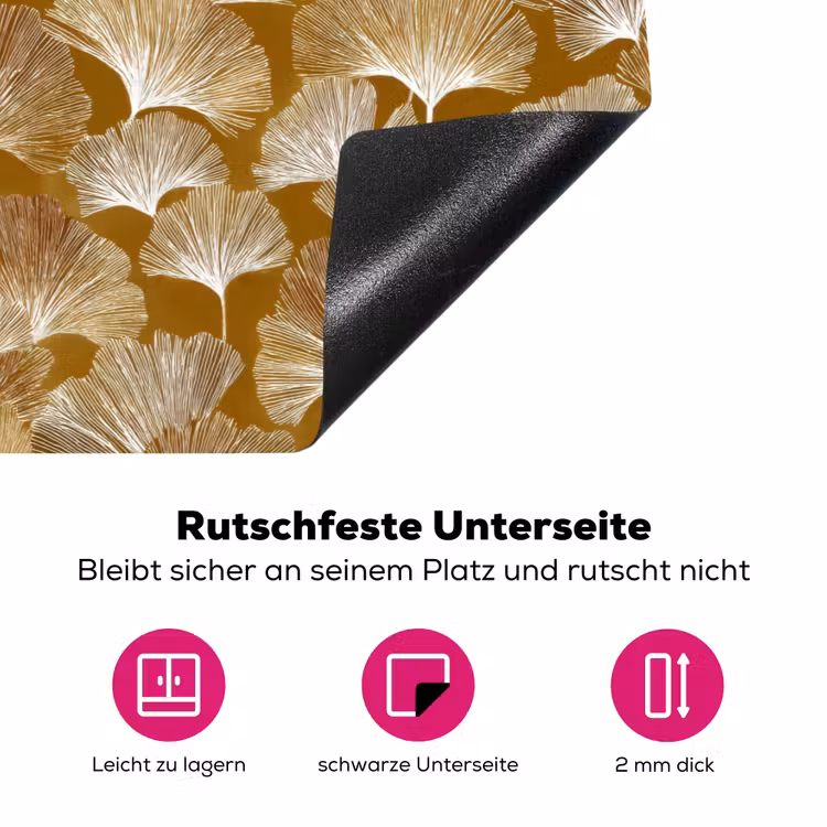 Ginkgo - Bladeren - Goud Inductie beschermer vinyl 3mm klein 276 -zzzzzzz-lf-onderkant
