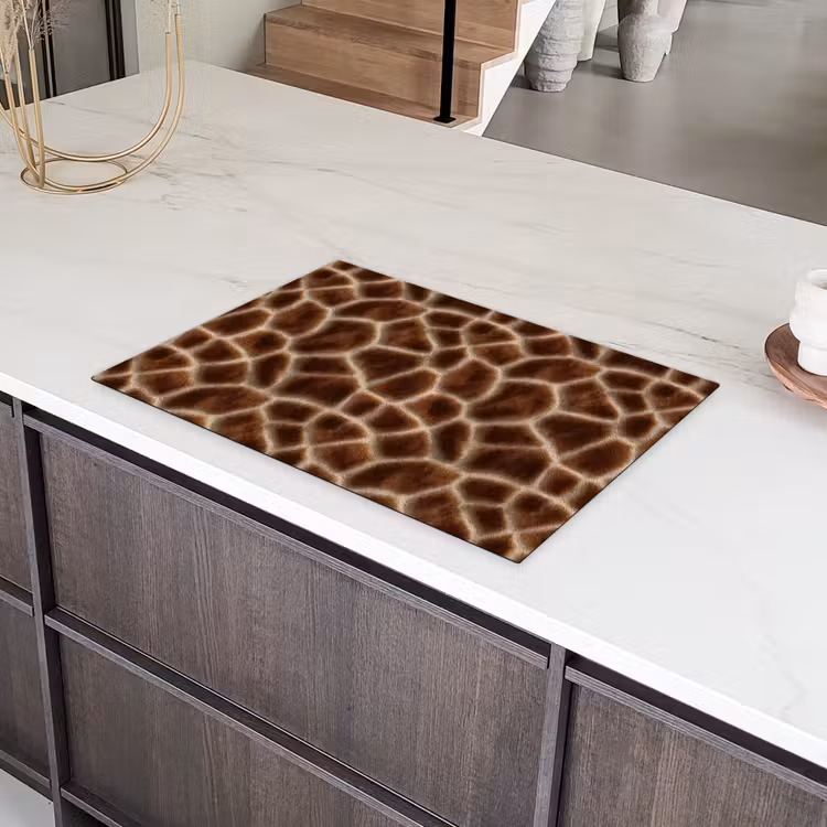 Giraf - Vacht - Bruin Inductie beschermer vinyl 3mm klein 276 -sfeer8