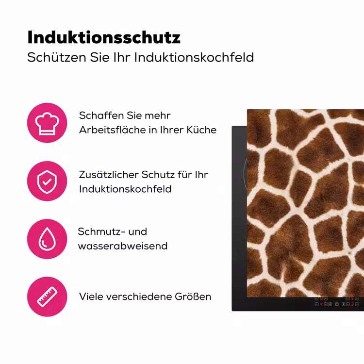 Giraf - Vacht - Klassiek - Bruin Inductie beschermer vinyl 3mm klein -zzzzzzz-lf-ups