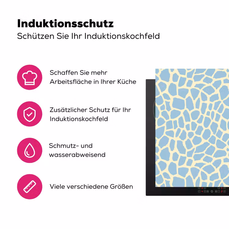 Giraf - Modern - Blauw Inductie beschermer vinyl 3mm klein 276 -zzzzzzz-lf-ups