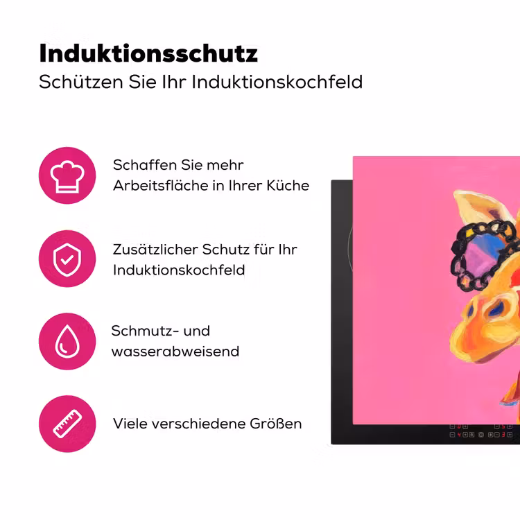 Giraf - Roze - Bril - Sjaal Inductie beschermer vinyl 3mm klein -zzzzzzz-lf-ups