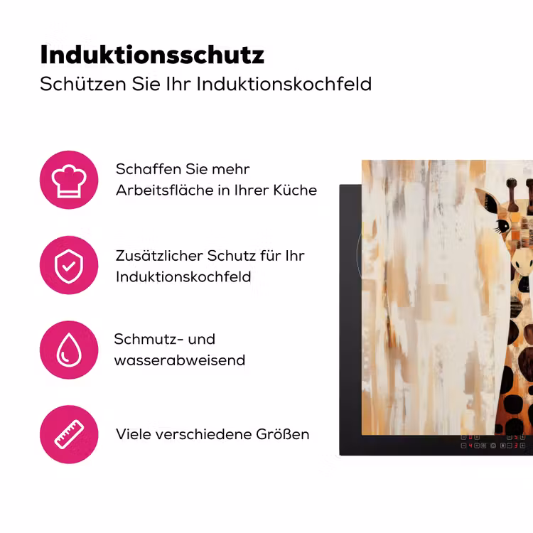 Giraffen - Cartoon - Crème Inductie beschermer vinyl 3mm klein -zzzzzzz-lf-ups