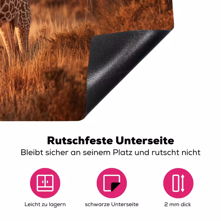Giraffen - Hoog gras - Acaciabomen Inductie beschermer vinyl 3mm klein -zzzzzzz-lf-onderkant