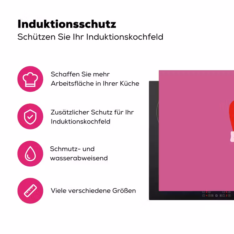 Girl power - Hart - Roze - Rood Inductie beschermer vinyl 3mm klein -zzzzzzz-lf-ups