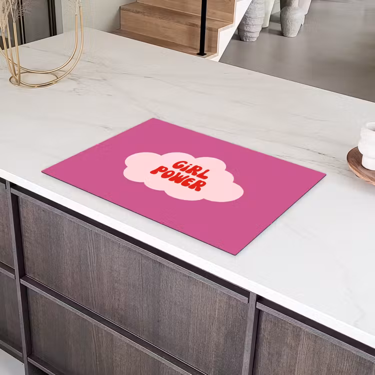 Girl power - Wolk - Roze Inductie beschermer vinyl 3mm klein -sfeer8