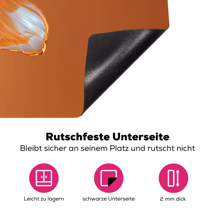 Glazen - Bloem - Oranje Inductie beschermer vinyl 3mm klein -zzzzzzz-lf-onderkant