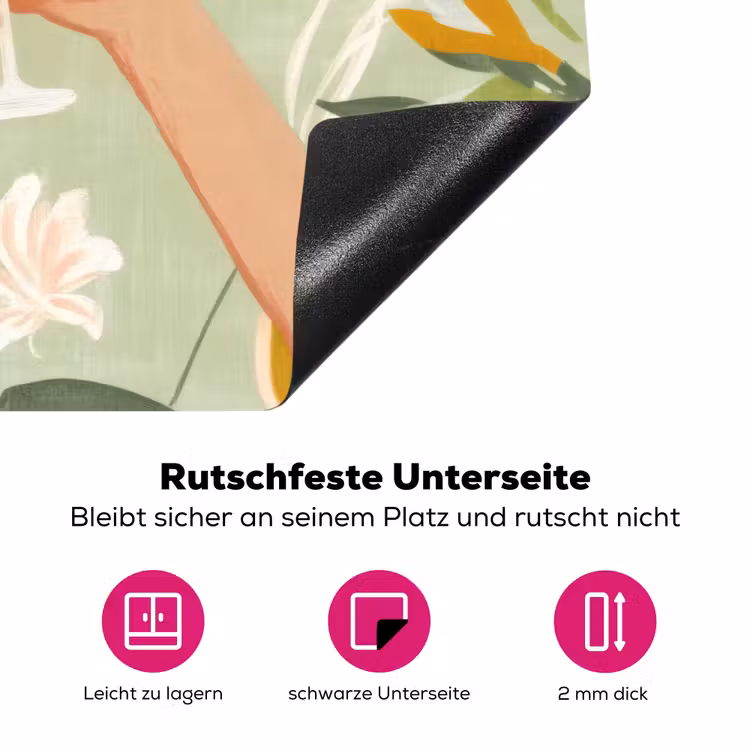 Glazen - Proosten - Bladeren - Groen Inductie beschermer vinyl 3mm klein -zzzzzzz-lf-onderkant