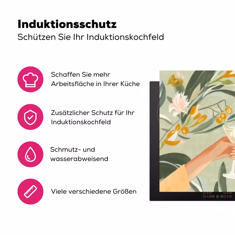 Glazen - Proosten - Bladeren - Groen Inductie beschermer vinyl 3mm klein -zzzzzzz-lf-ups