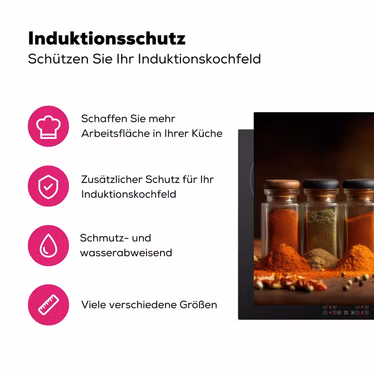 Potjes - Kruiden - Specerijen - Korrels Inductie beschermer vinyl 3mm klein -zzzzzzz-lf-ups