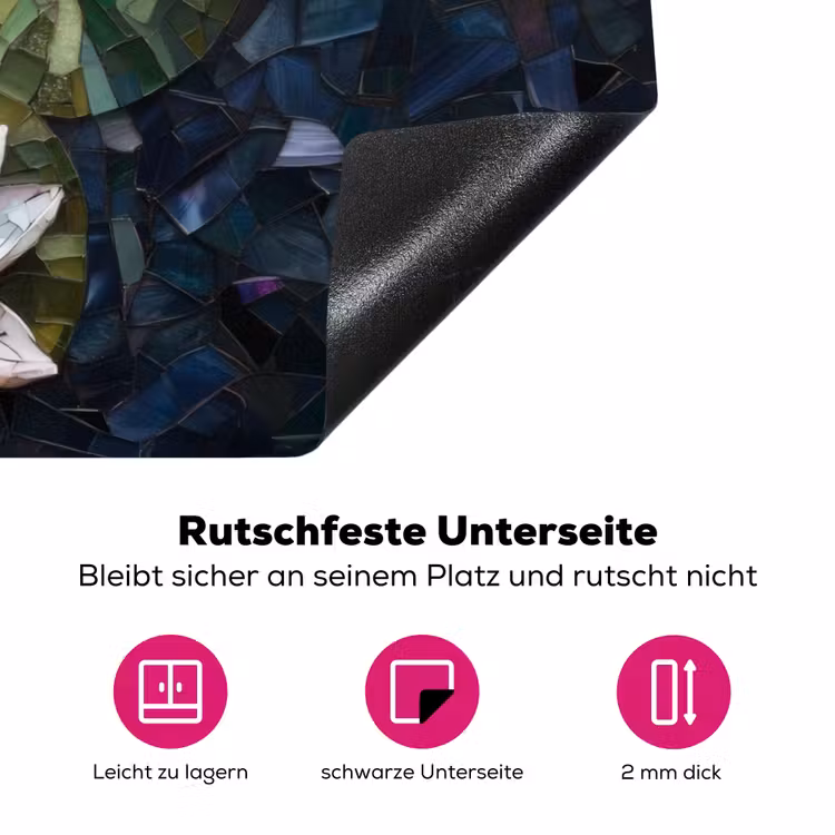 Glasstukjes - Leliebladeren - Vis - Oranje Inductie beschermer vinyl 3mm klein -zzzzzzz-lf-onderkant