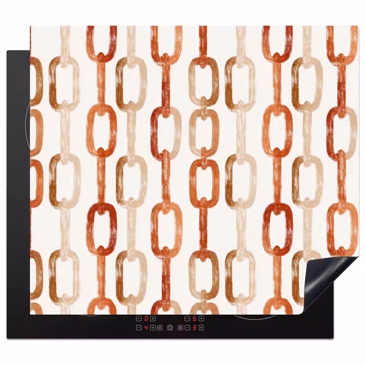 Schakels - Patroon - Aquarel - Terracotta Inductie beschermer vinyl 3mm middel 274 -3d