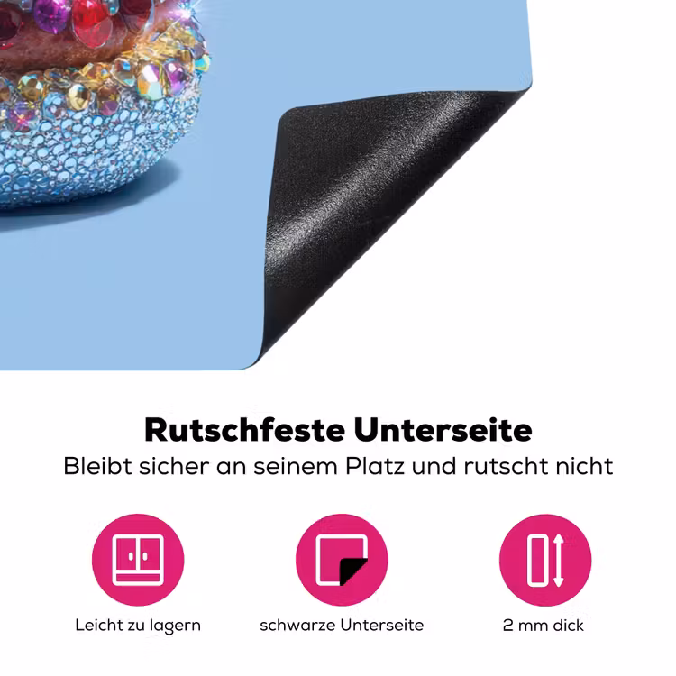 Glitters - Hamburger - Blauw Inductie beschermer vinyl 3mm klein -zzzzzzz-lf-onderkant
