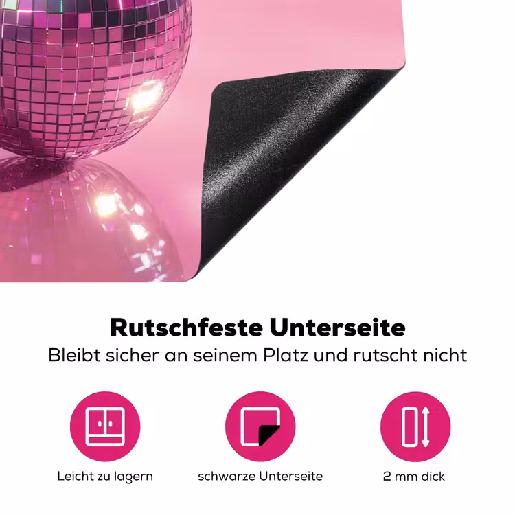 Glitter - Discobol - Roze - Kersen Inductie beschermer vinyl 3mm klein -zzzzzzz-lf-onderkant