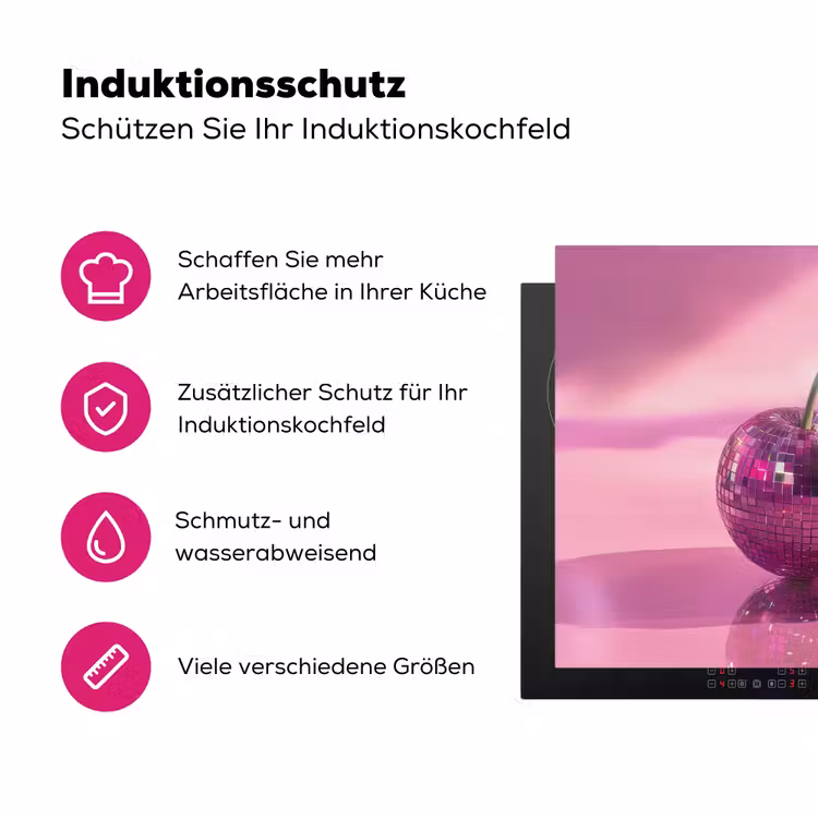 Glitter - Discobol - Roze - Kersen Inductie beschermer vinyl 3mm klein -zzzzzzz-lf-ups