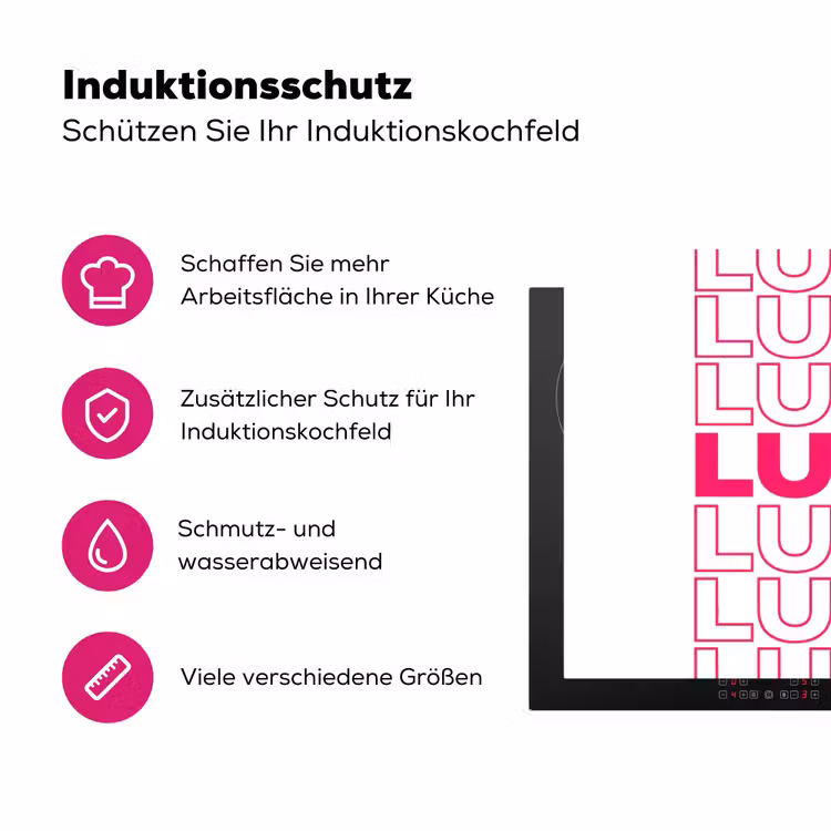 Lucky - Roze - Patroon Inductie beschermer vinyl 3mm klein -zzzzzzz-lf-ups
