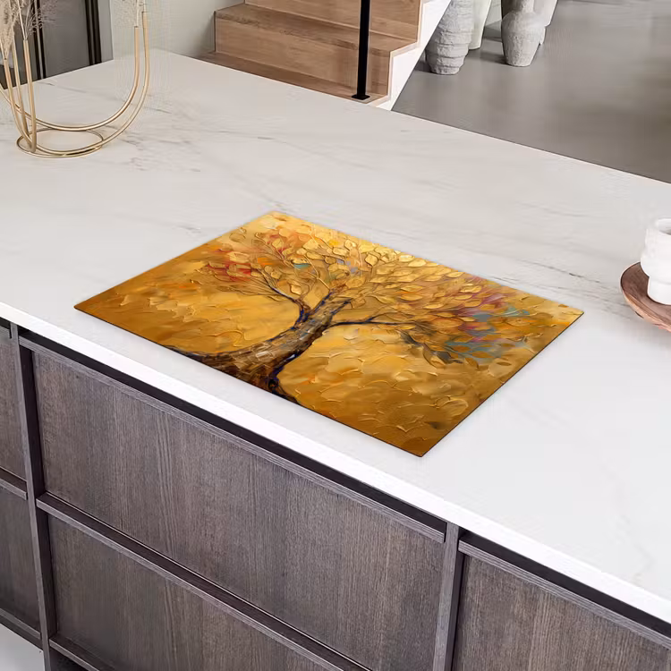 Goud - Boom - Abstract - Modern Inductie beschermer vinyl 3mm klein -sfeer8