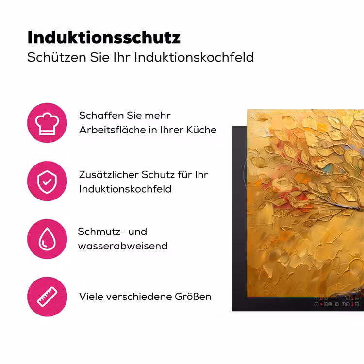 Goud - Boom - Abstract - Modern Inductie beschermer vinyl 3mm klein -zzzzzzz-lf-ups