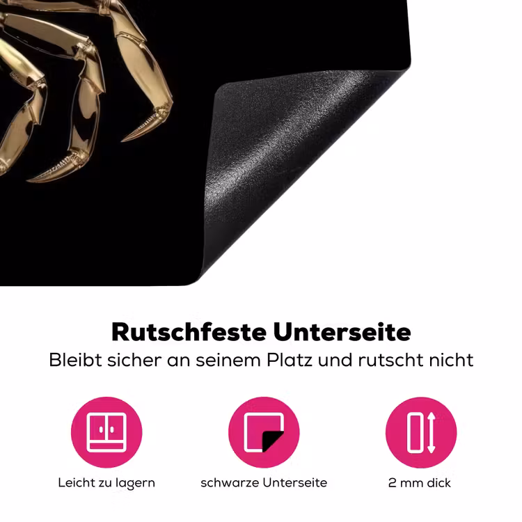 Goud - Krab - Dieren - Zwart Inductie beschermer vinyl 3mm klein -zzzzzzz-lf-onderkant