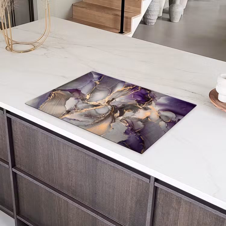 Goud - Paars - Marmer Inductie beschermer vinyl 3mm klein -sfeer8