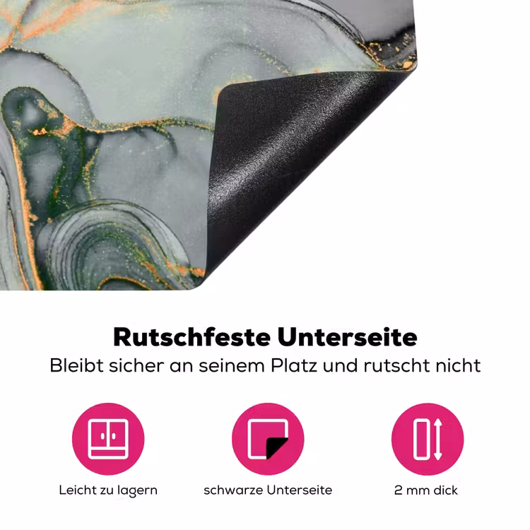Goud - Marmer - Groen - luxe - Glitter - Marmerlook Inductie beschermer vinyl 3mm klein -zzzzzzz-lf-onderkant