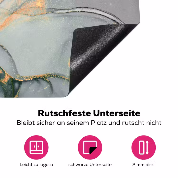Goud - Marmer - Groen - luxe - Glitter - Marmerlook Inductie beschermer vinyl 3mm klein -zzzzzzz-lf-onderkant