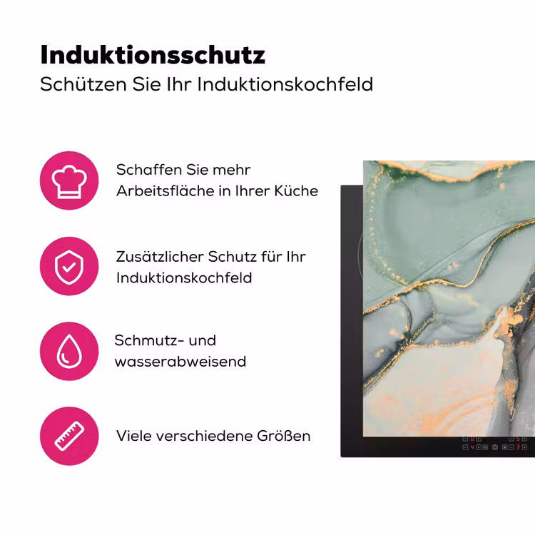 Goud - Marmer - Groen - luxe - Glitter - Marmerlook Inductie beschermer vinyl 3mm klein -zzzzzzz-lf-ups