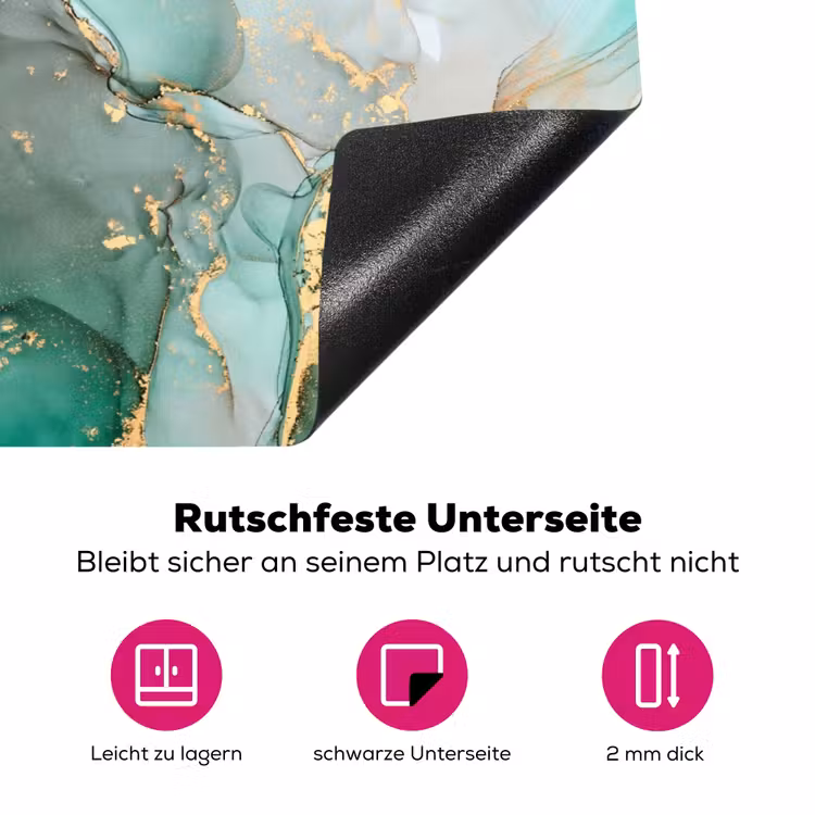 Goud - Marmer - Groen - Luxe - Marmerlook - Grijs Inductie beschermer vinyl 3mm klein -zzzzzzz-lf-onderkant
