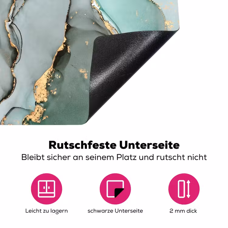 Goud - Marmer - Groen - Luxe - Marmerlook - Grijs Inductie beschermer vinyl 3mm klein -zzzzzzz-lf-onderkant