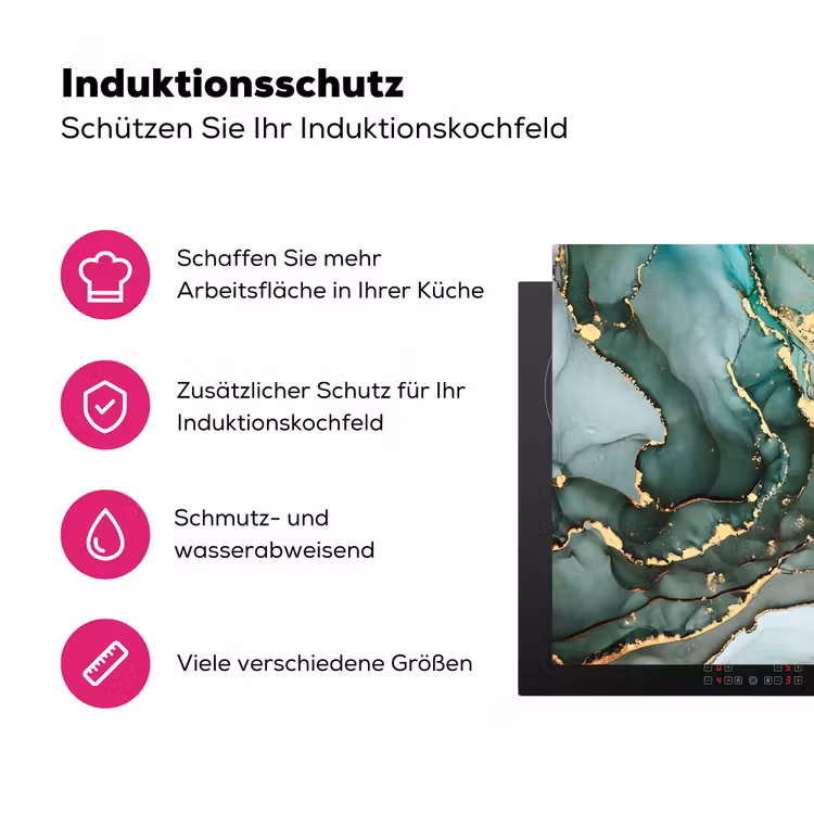 Goud - Marmer - Groen - Luxe - Marmerlook - Grijs Inductie beschermer vinyl 3mm klein -zzzzzzz-lf-ups