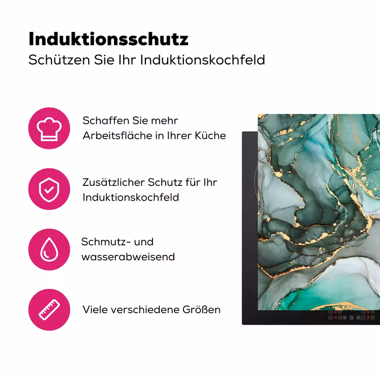 Goud - Marmer - Groen - Luxe - Marmerlook - Grijs Inductie beschermer vinyl 3mm klein -zzzzzzz-lf-ups
