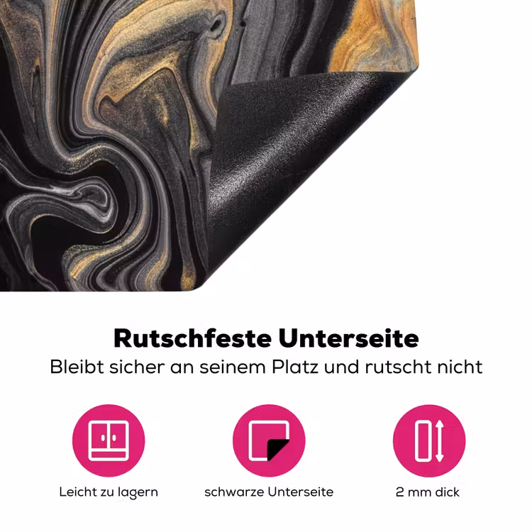 Goud - Marmer - Zwart Inductie beschermer vinyl 3mm middel -zzzzzzz-lf-onderkant