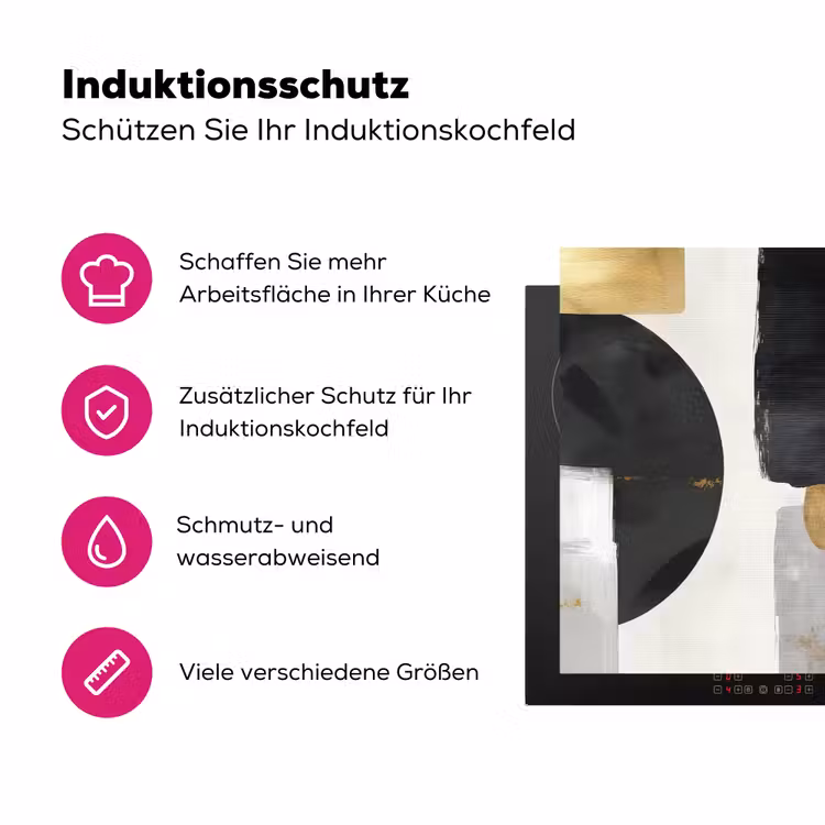 Goud - Rechthoeken - Cirkels - Abstract Inductie beschermer vinyl 3mm klein -zzzzzzz-lf-ups