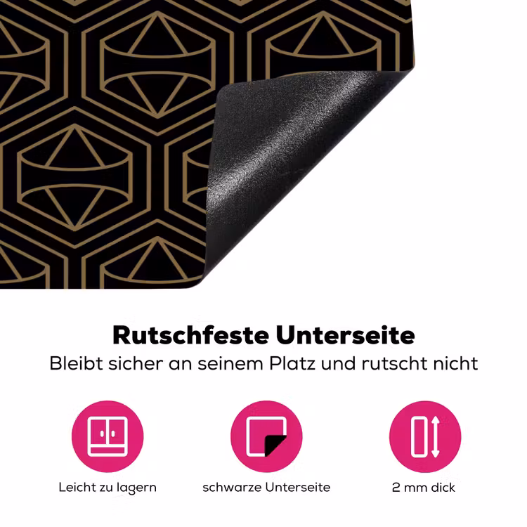 Goud - Zwart - Diamant Inductie beschermer vinyl 3mm klein 276 -zzzzzzz-lf-onderkant