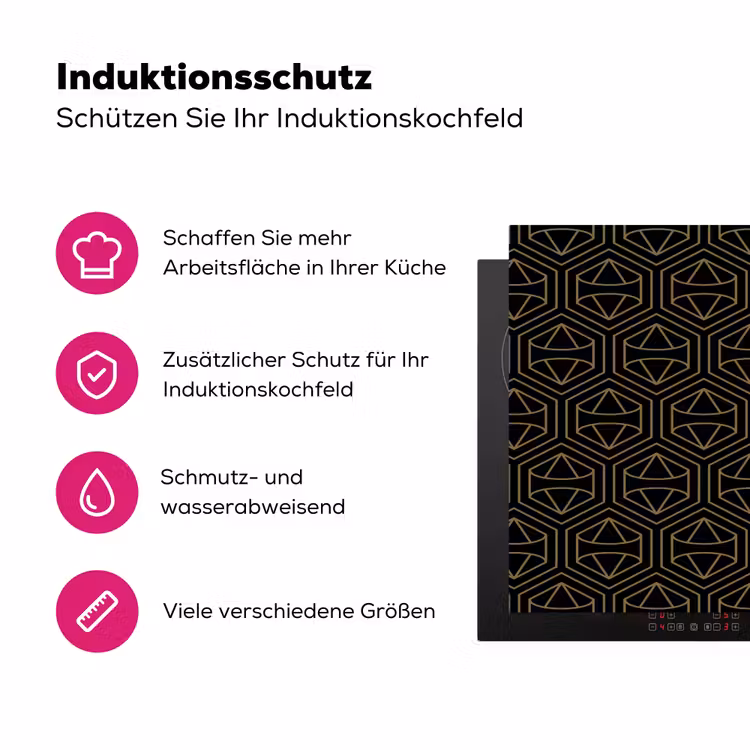 Goud - Zwart - Diamant Inductie beschermer vinyl 3mm klein 276 -zzzzzzz-lf-ups