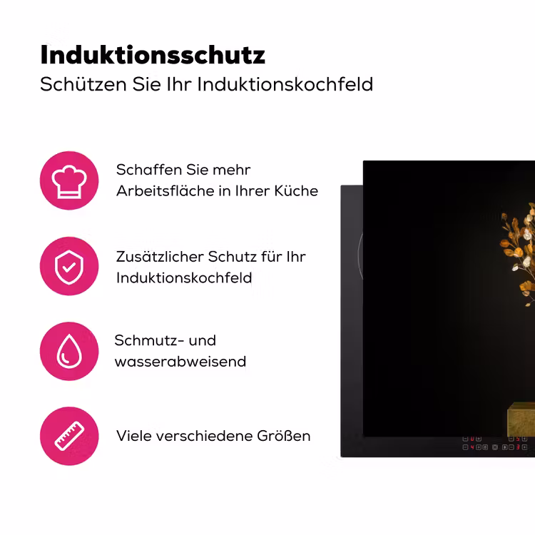 Goudbruine - Bladeren - Vaas - Herfstachtig Inductie beschermer vinyl 3mm klein -zzzzzzz-lf-ups