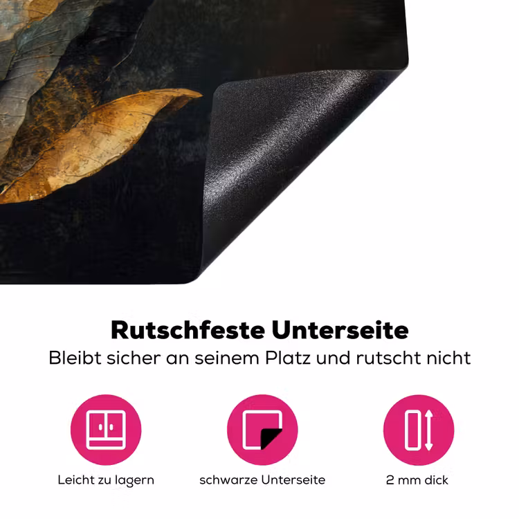 Gouden Bladcompositie – Botanische Luxe Inductie beschermer vinyl 3mm klein -zzzzzzz-lf-onderkant