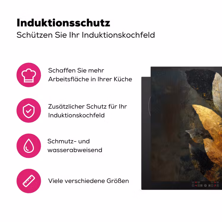 Gouden Bladcompositie – Botanische Luxe Inductie beschermer vinyl 3mm klein -zzzzzzz-lf-ups