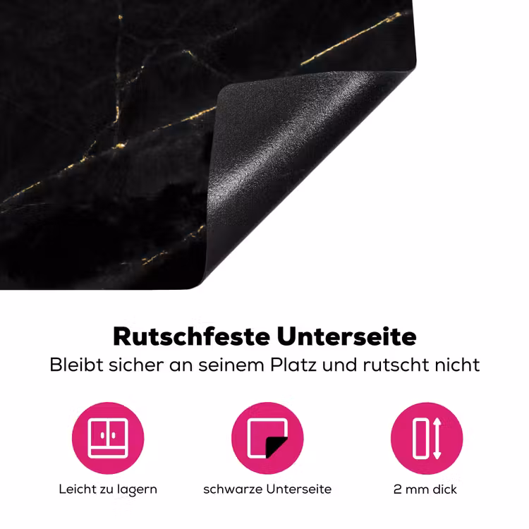 Gouden Bliksem in Ebbenhout Inductie beschermer vinyl 3mm klein -zzzzzzz-lf-onderkant