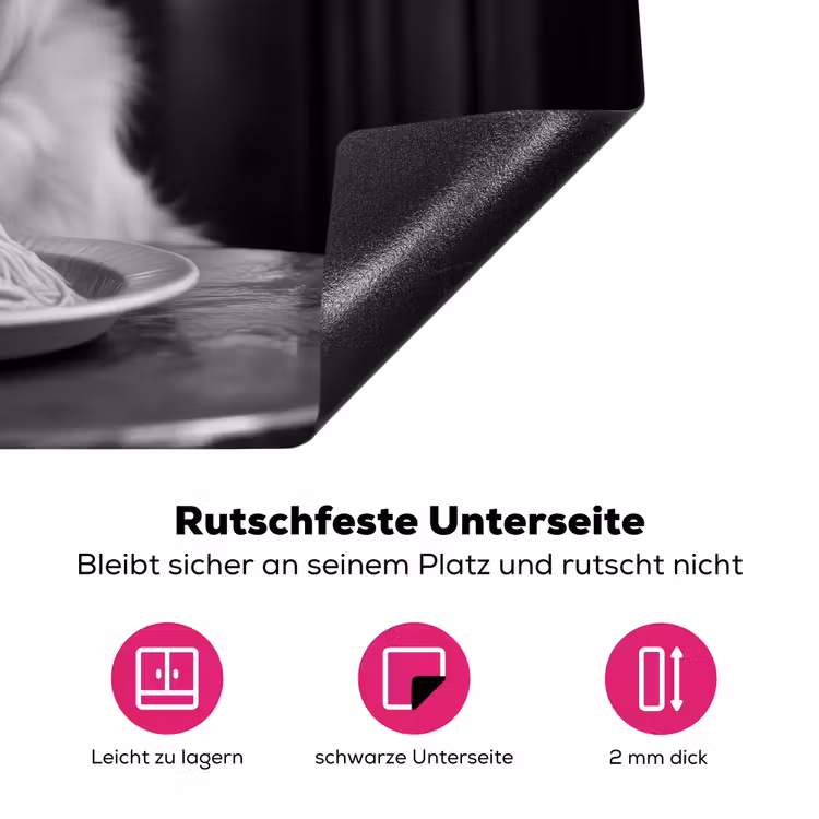 Golden Retriever - Hond - Vrolijk - Bord spaghetti - Zwart - wit Inductie beschermer vinyl 3mm klein -zzzzzzz-lf-onderkant