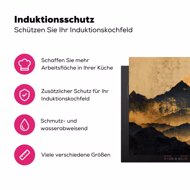 Gouden Bergen bij Maanlicht Inductie beschermer vinyl 3mm klein -zzzzzzz-lf-ups