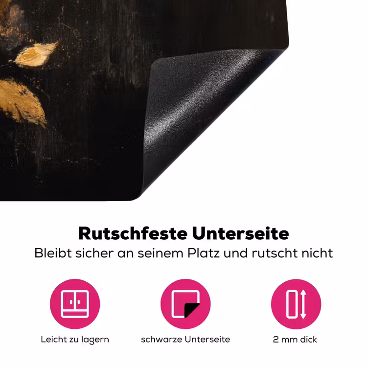 Gouden Bladeren op Donkere Achtergrond Inductie beschermer vinyl 3mm klein -zzzzzzz-lf-onderkant