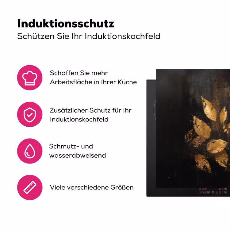 Gouden Bladeren op Donkere Achtergrond Inductie beschermer vinyl 3mm klein -zzzzzzz-lf-ups