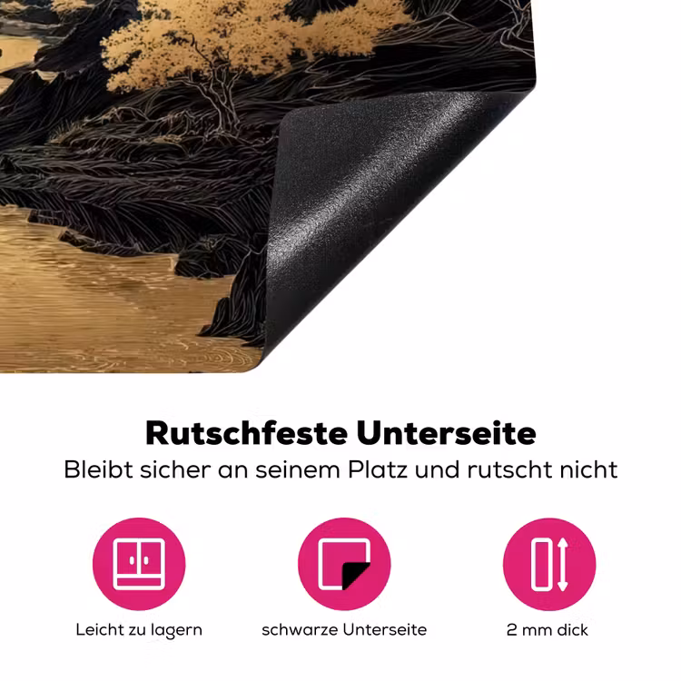 Gouden rivier - Bergen - Maan - Sterrenhemel Inductie beschermer vinyl 3mm klein -zzzzzzz-lf-onderkant