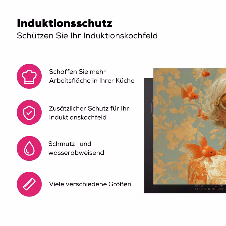 Goudvissen - Oranje - Vrouw - Blond Inductie beschermer vinyl 3mm klein -zzzzzzz-lf-ups