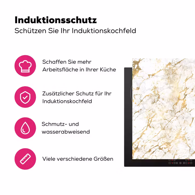 Goudspatten - Wit - Marmer Inductie beschermer vinyl 3mm klein 276 -zzzzzzz-lf-ups