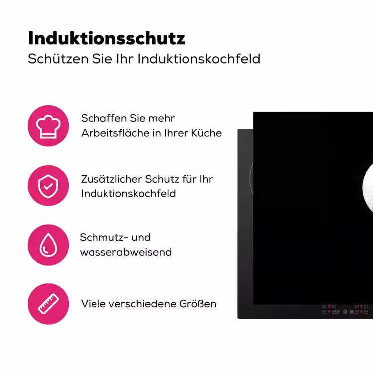 Golfbal - Minimalistisch - Wit Inductie beschermer vinyl 3mm klein -zzzzzzz-lf-ups