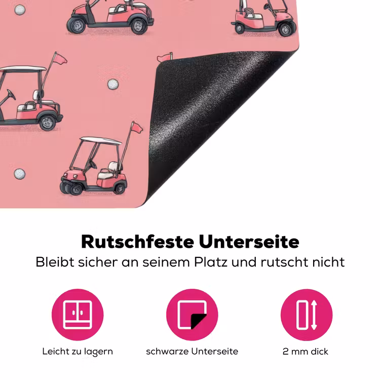 Golfkar - Retro - Roze Inductie beschermer vinyl 3mm klein 276 -zzzzzzz-lf-onderkant